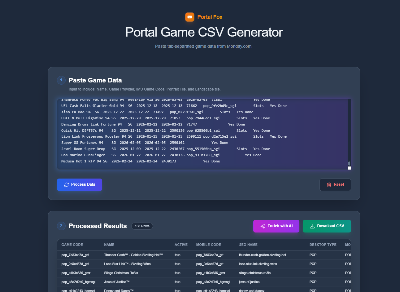 Portal Fox AI Game Creator